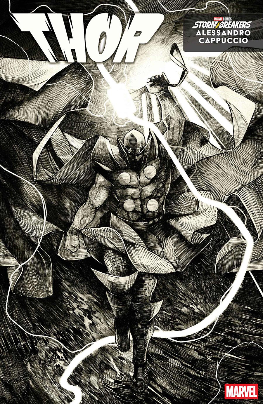 Thor Vol 6 #802 Cover B Variant Alessandro Cappuccio Crosshatching Etching Stormbreakers Art Style Cover