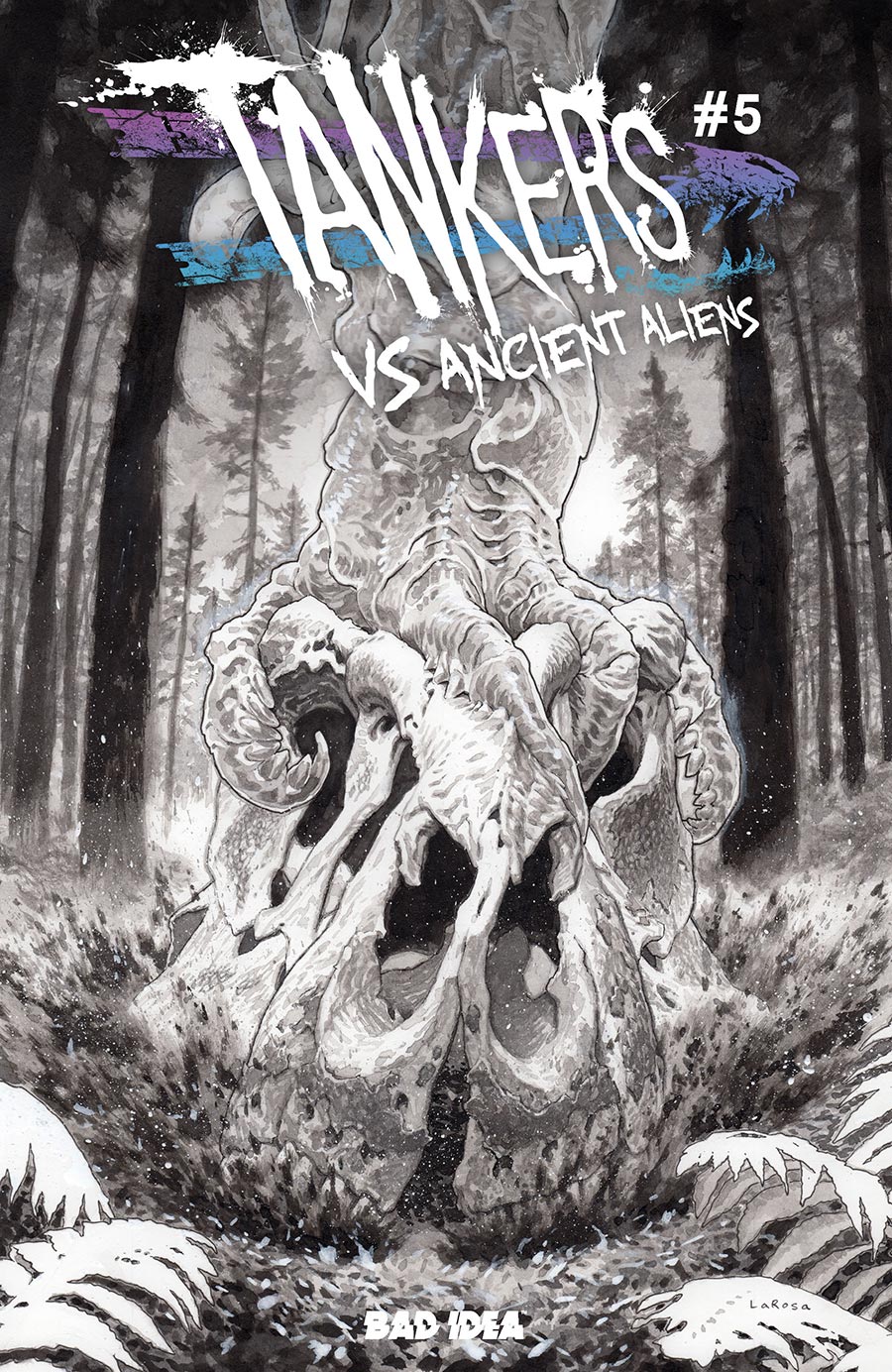 Tankers vs Ancient Aliens #5 Cover D Incentive Lewis LaRosa Black & White Variant Cover