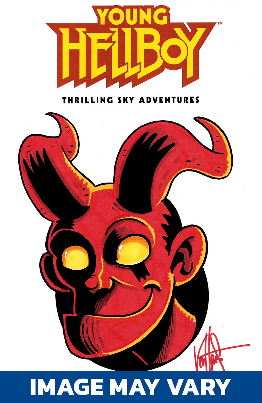 Young Hellboy Thrilling Sky Adventures #1 Cover D DF Blank Variant Cover Signed & Remarked By Ken Haeser