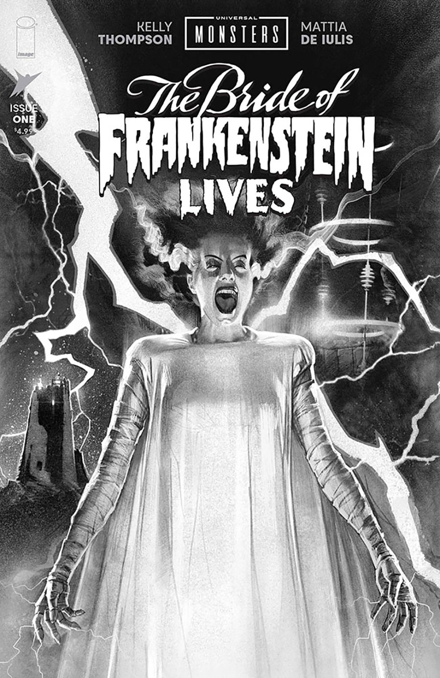 Universal Monsters The Bride Of Frankenstein Lives #1 Cover E Incentive Joshua Middleton Black & White Classic Horror Cover