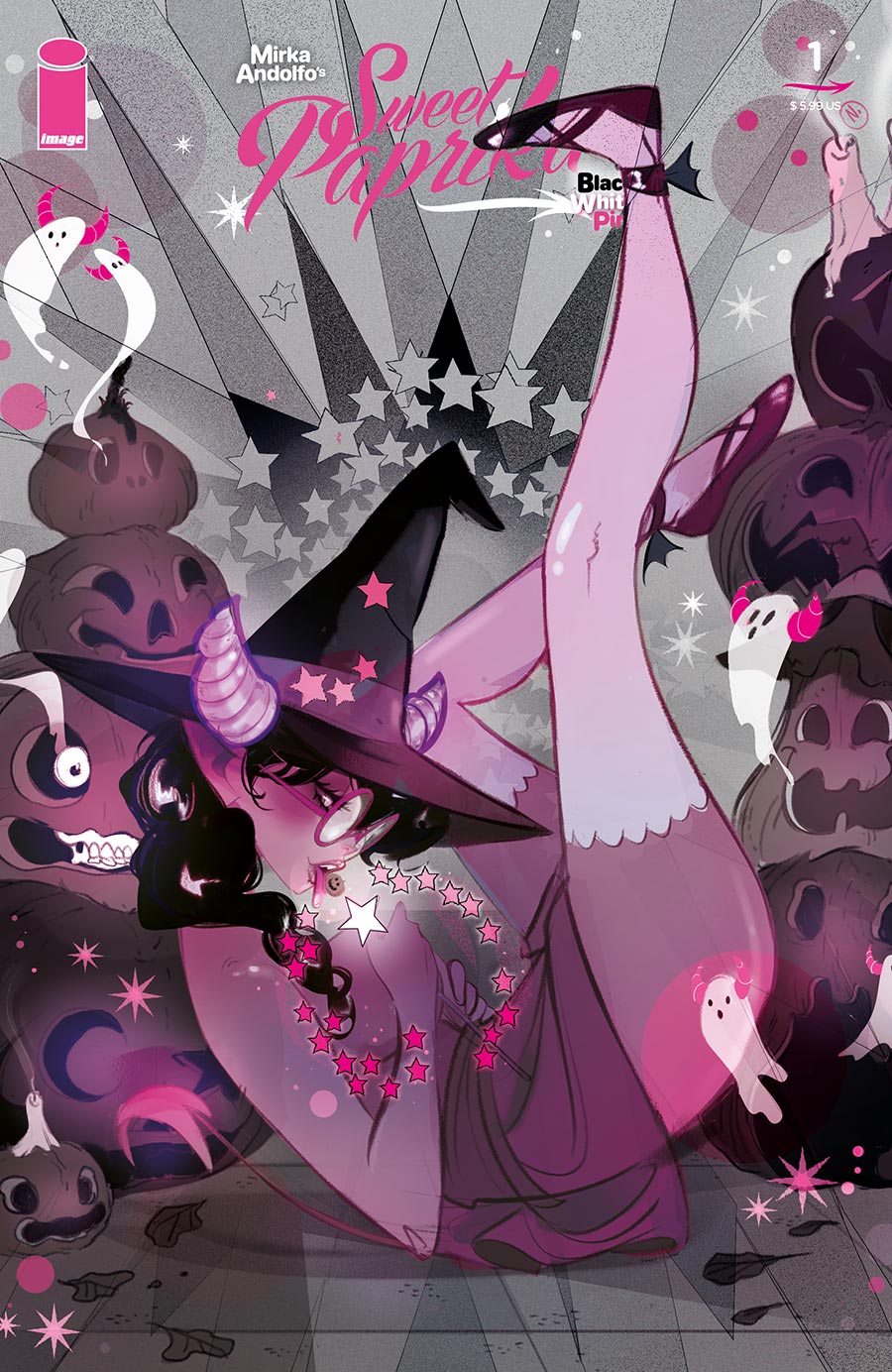 Mirka Andolfos Sweet Paprika Black White & Pink Halloween Special #1 (One Shot) Cover E Incentive Filippo Curzi Yum Variant Cover
