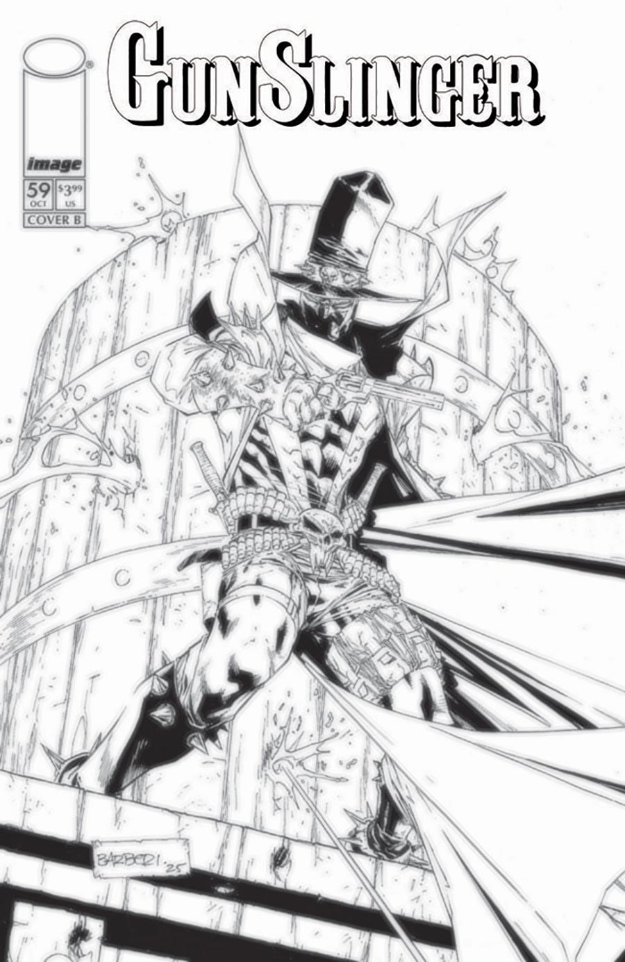 Gunslinger Spawn #59 Cover B Variant Carlo Barberi Black & White Cover
