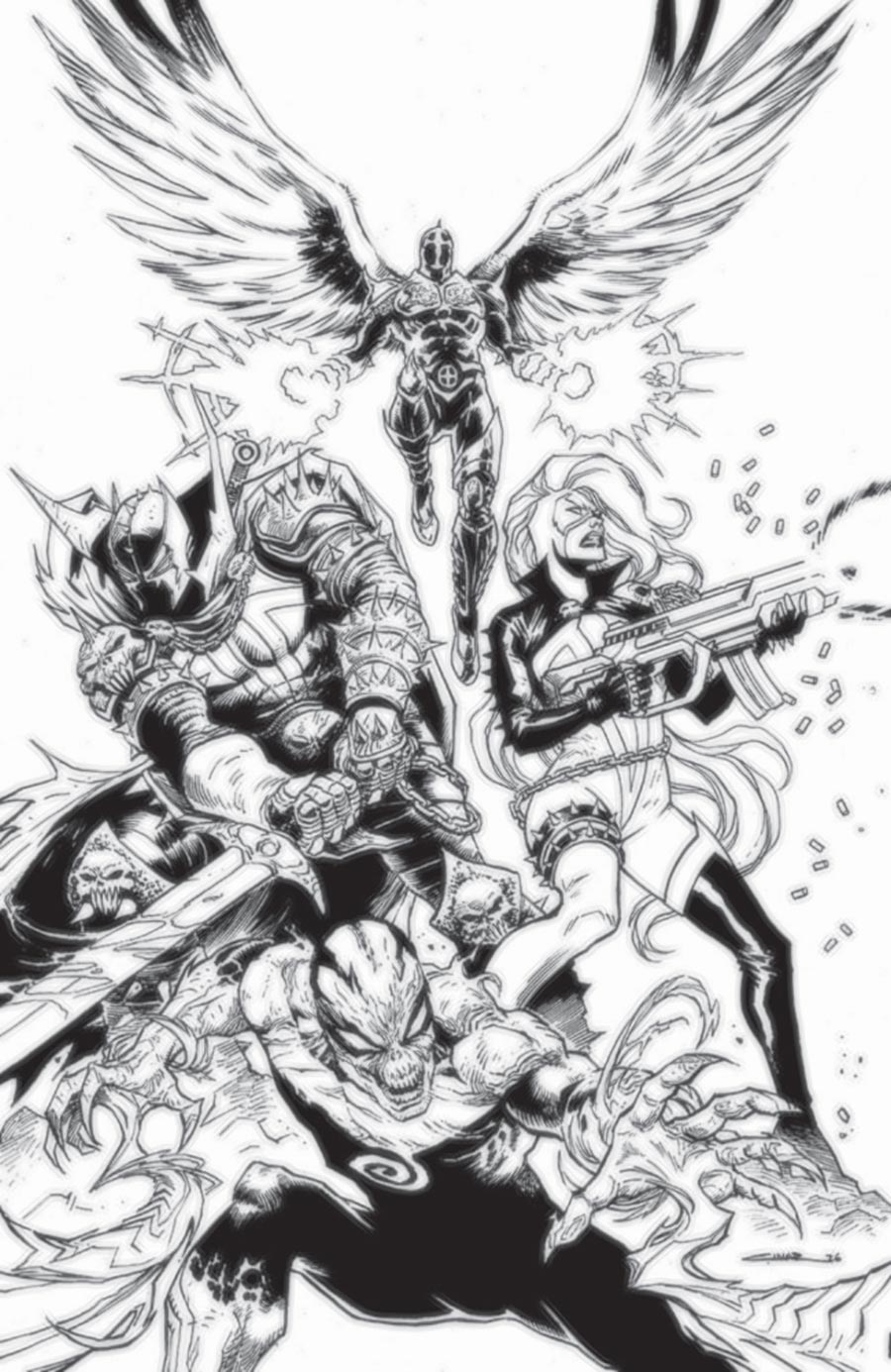 Scorched #56 Cover B Variant Yildiray Cinar Black & White Virgin Cover (Spawn Universe)