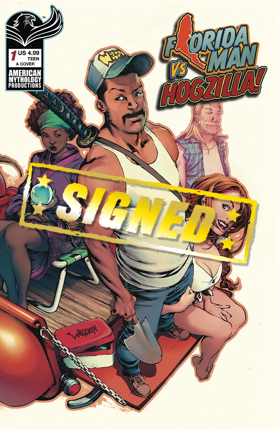 Florida Man vs Hogzilla #1 Cover D Signed By Mike Baron With Promo Poster