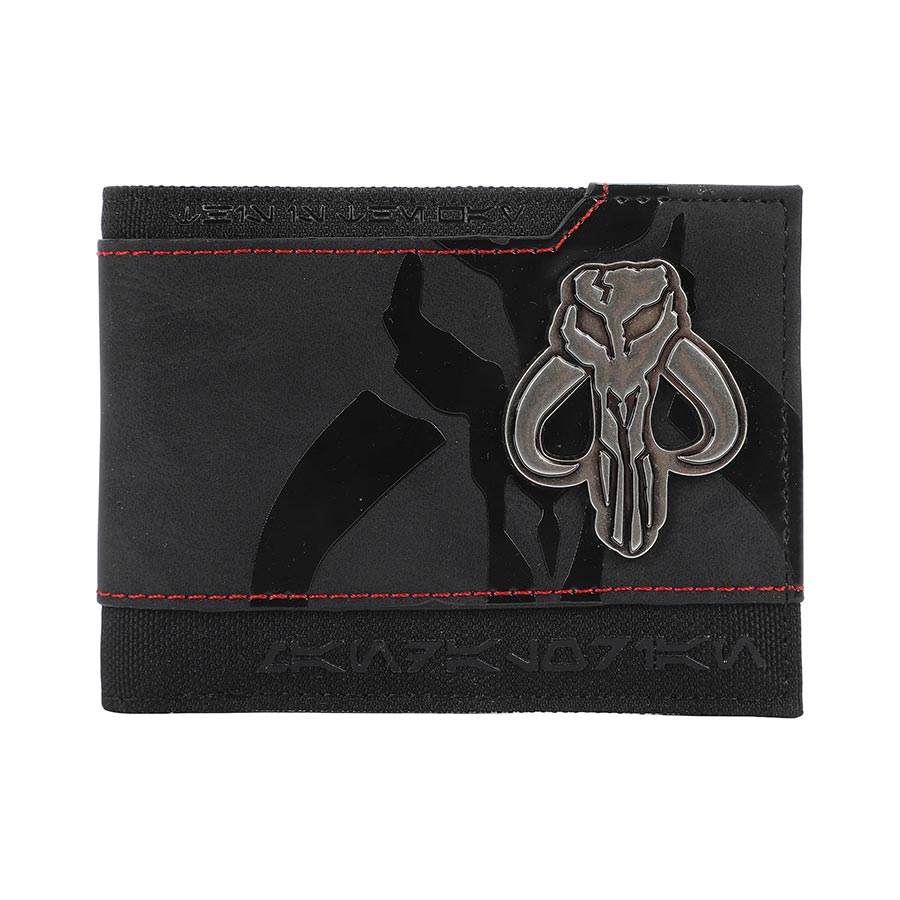 Star Wars The Mandalorian Bantha Skull Crest 3.5-Inch Black Bifold Card Wallet