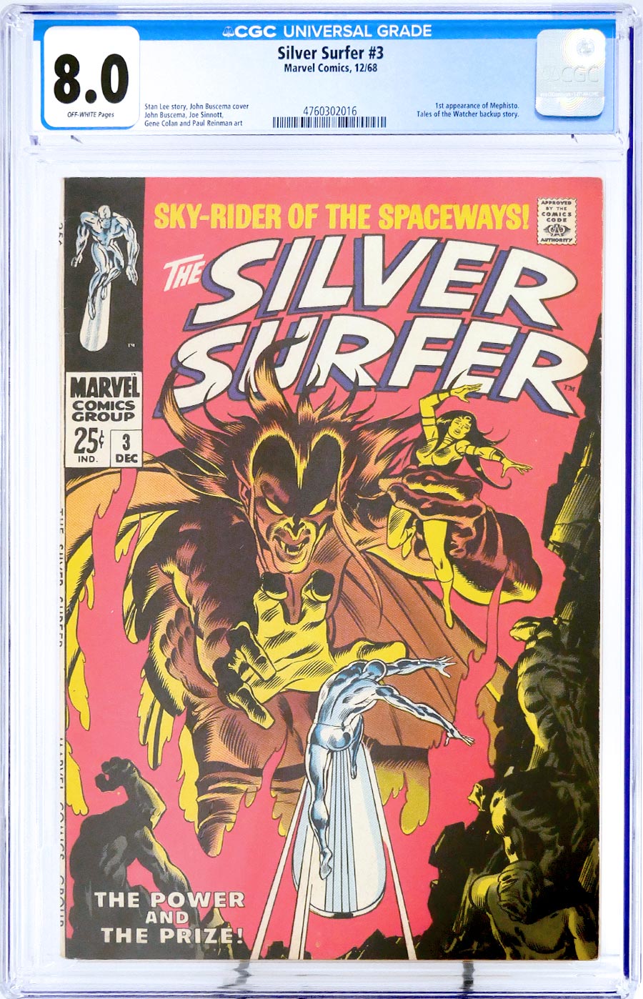 Silver Surfer Vol 1 #3 Cover G CGC 8.0