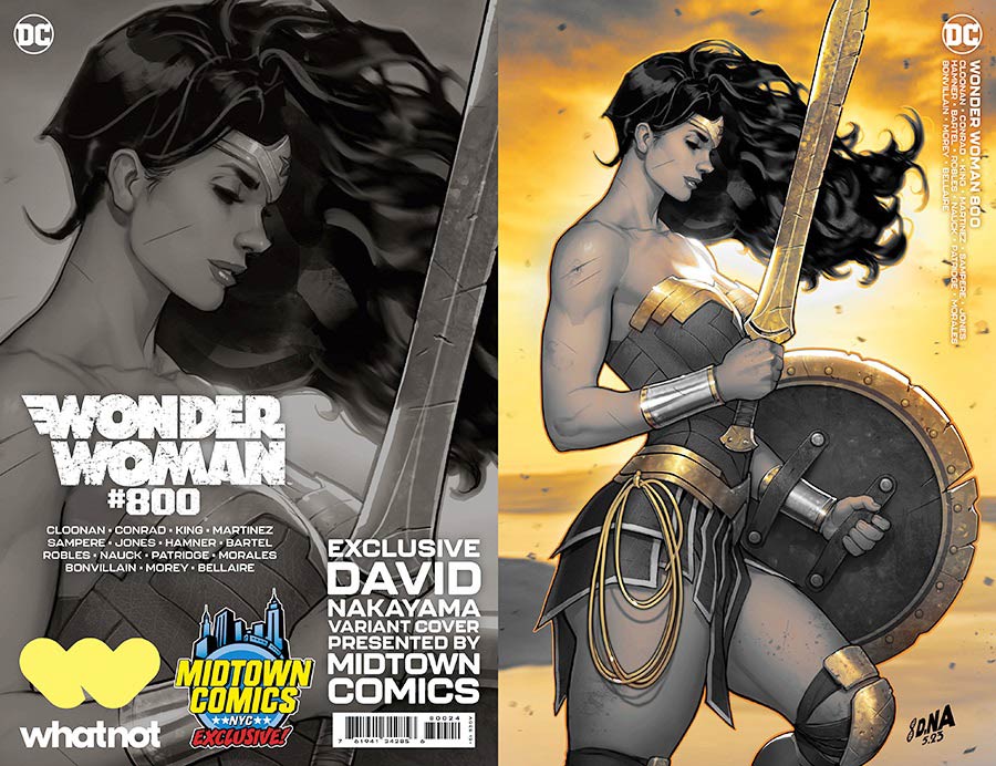 Wonder Woman Vol 5 #800  Midtown Exclusive David Nakayama Black & White & Gold Minimal Dress Variant Signed David Nakayama Tom King No COA