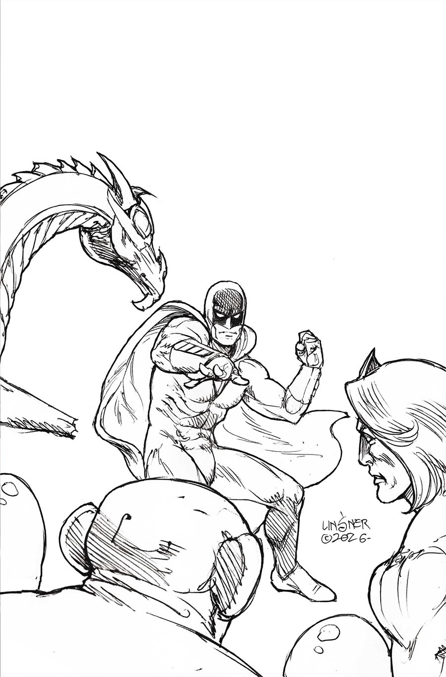 Space Ghost vs The Herculoids #1 Cover P Incentive Joseph Michael Linsner Line Art Virgin Cover