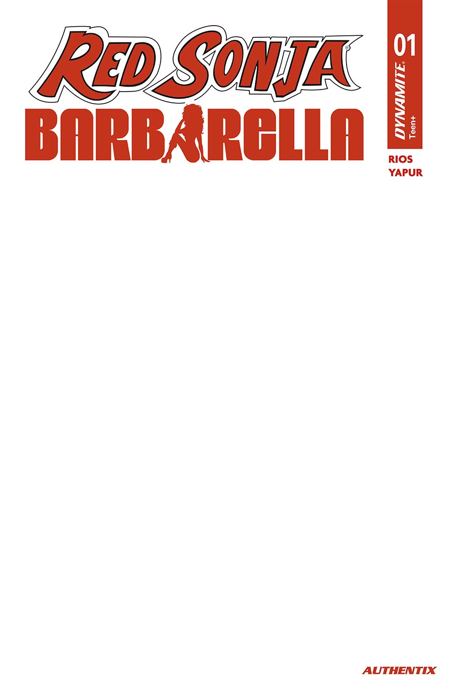 Red Sonja Barbarella #1 Cover H Variant Blank Authentix Cover