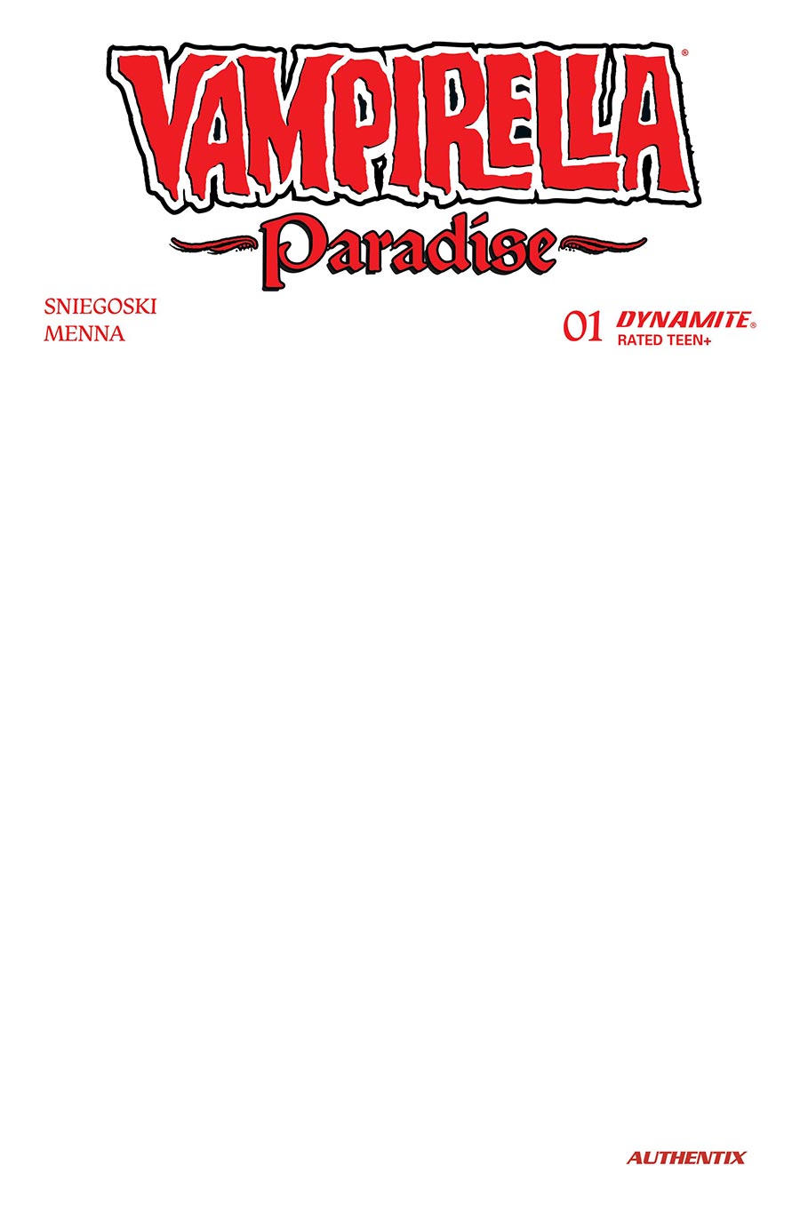 Vampirella Paradise #1 Cover G Variant Blank Authentix Cover