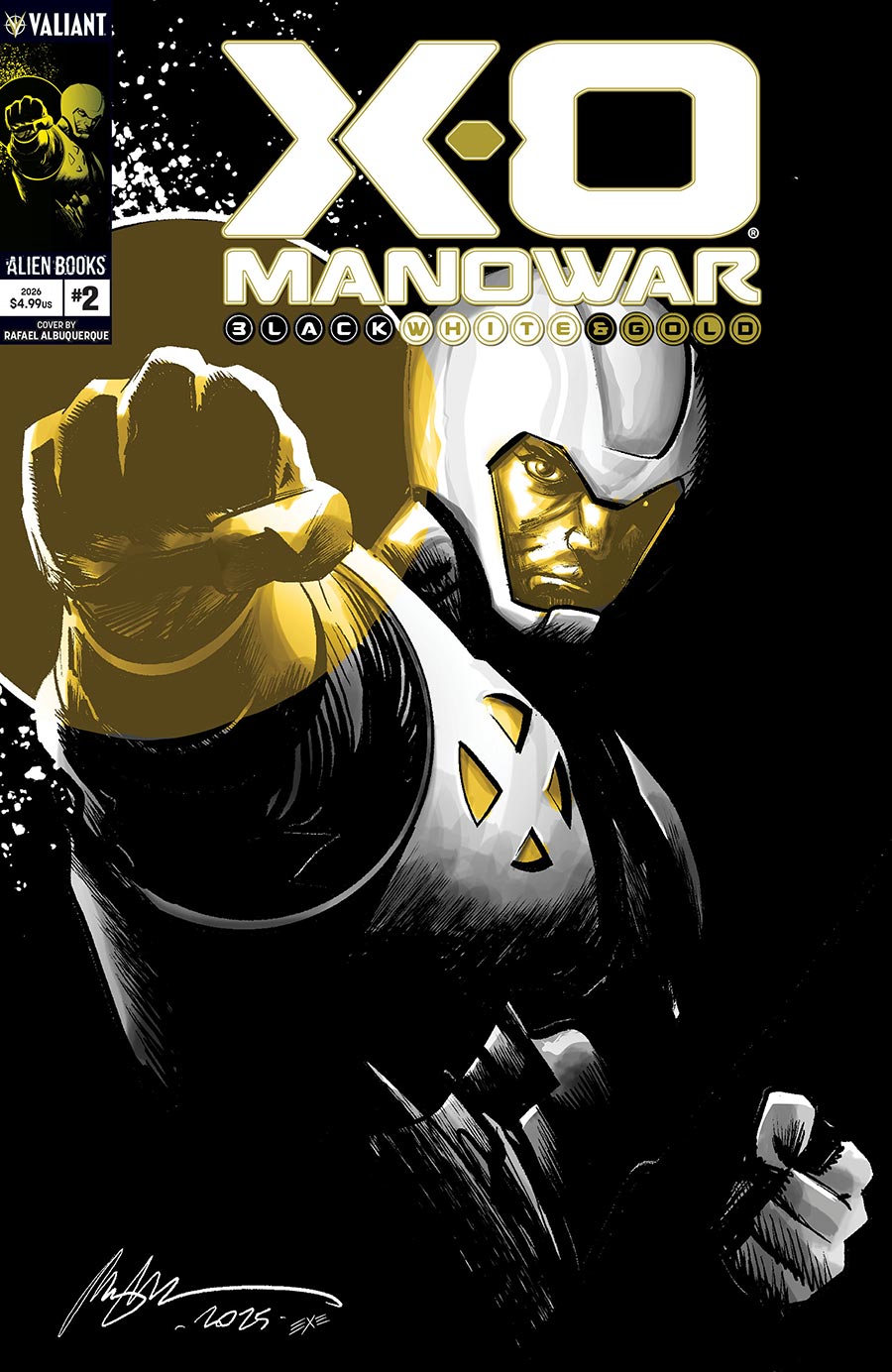 X-O Manowar Black White & Gold #2 Cover A Regular Rafael Albuquerque Cover