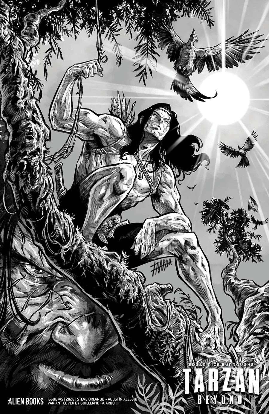 Tarzan Beyond #5 Cover D Variant Guillermo Fajardo Black & White Cover