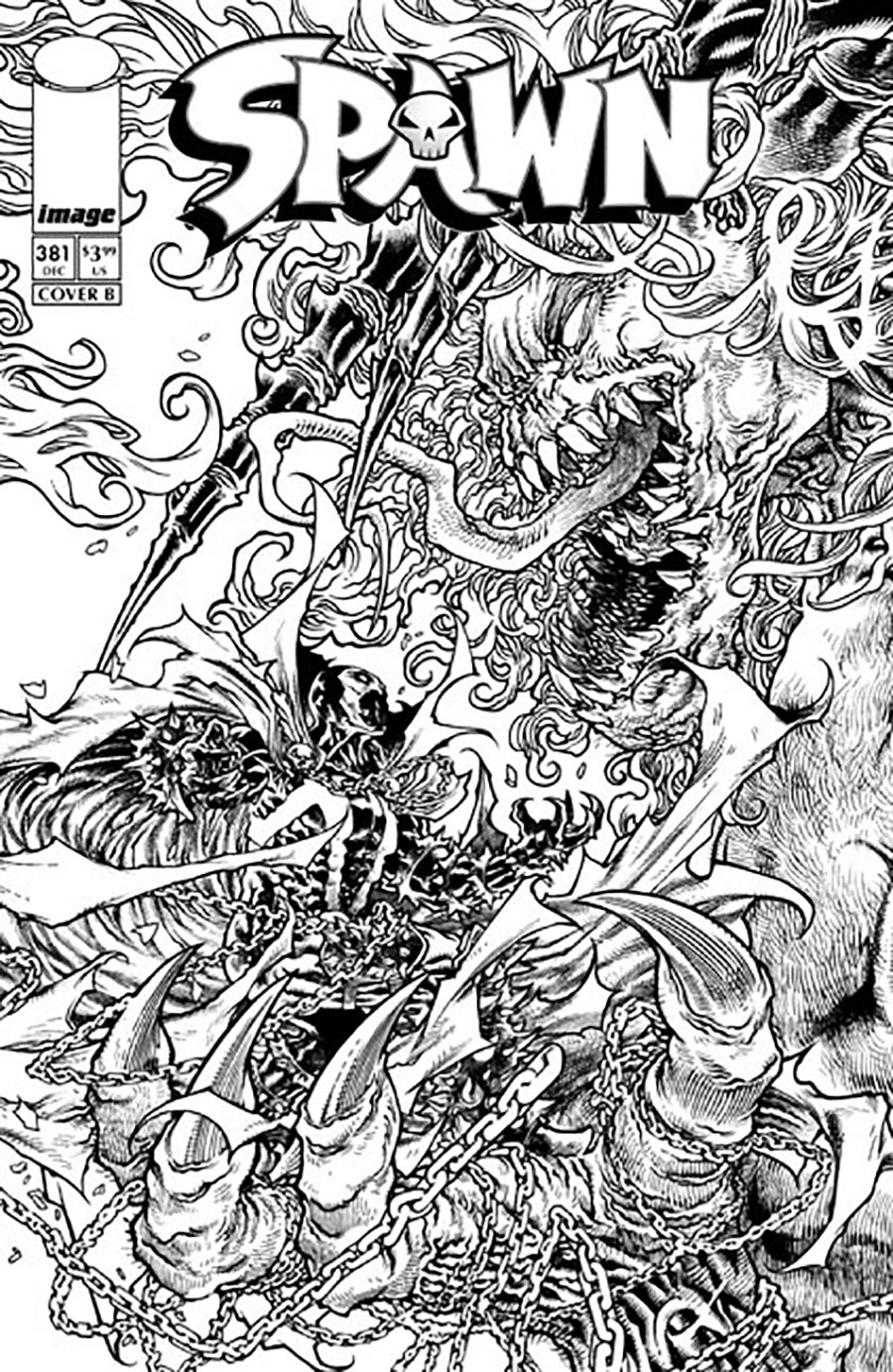 Spawn #381 Cover B Variant Harvey Tolibao Black & White Cover