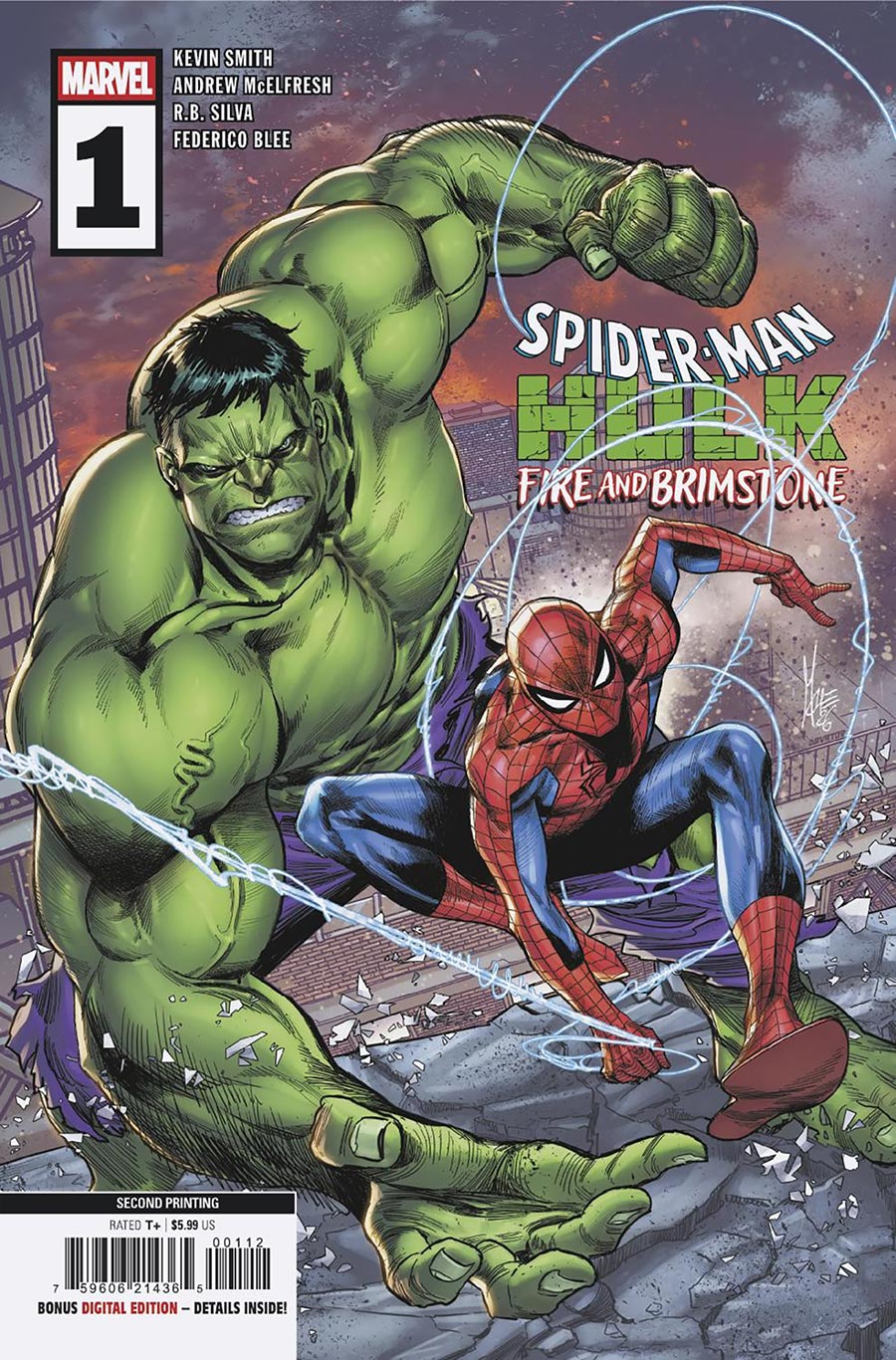 Spider-Man Hulk Fire And Brimstone #1 Cover J 2nd Ptg Marco Checchetto Variant Cover