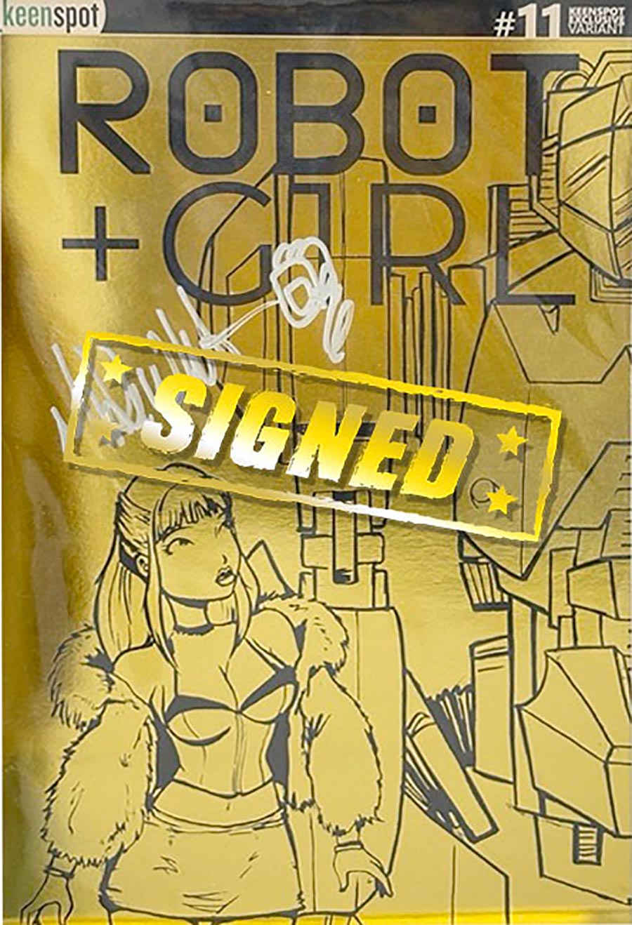 Robot + Girl #11 Cover E Keenspot Exlusive Gold Foil Variant Signed By Mike White