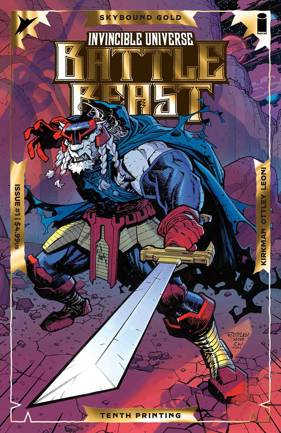 Invincible Universe Battle Beast #1 Cover Z-B 10th Ptg A Ryan Ottley & Annalisa Leoni Embossed & Gold Foil Cover