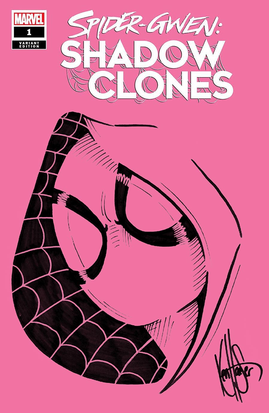 Spider-Gwen Shadow Clones #1 Cover T DF Pink Blank Variant Cover With A Spider-Gwen Hand-Drawn Sketch By Ken Haeser