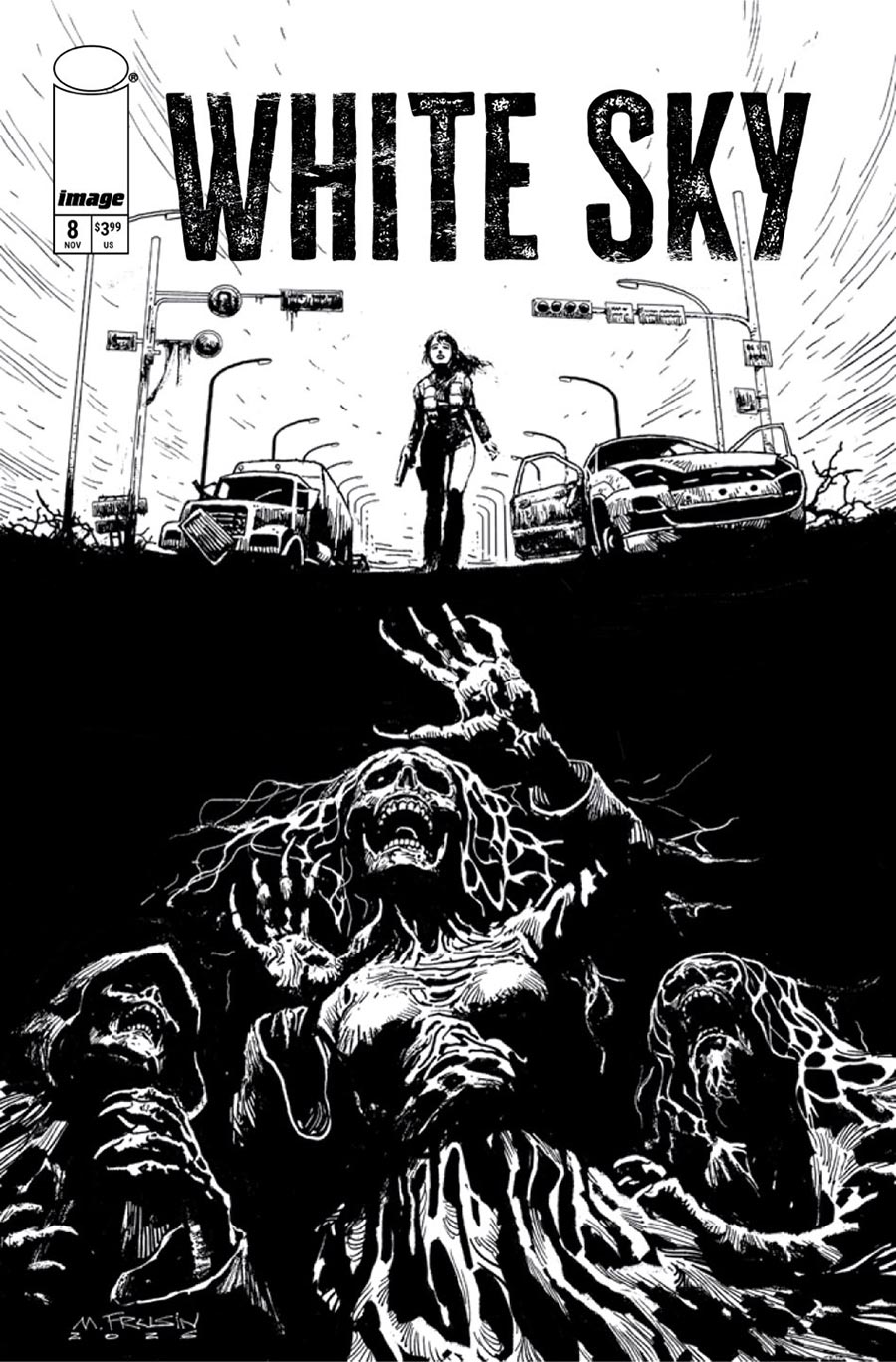 White Sky #8 Cover B Variant Marcelo Frusin Black & White Cover