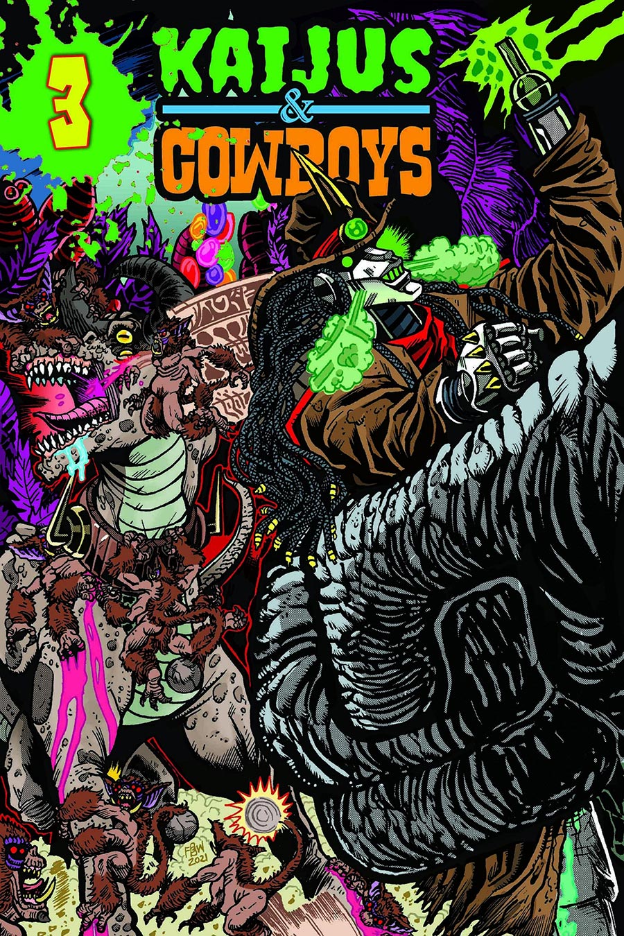 Kaijus & Cowboys #3 Cover A Regular Frankie B Washington Cover