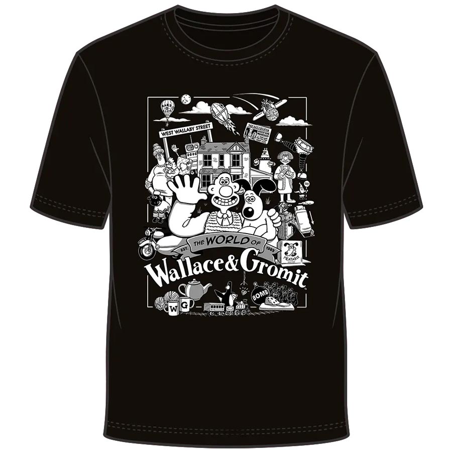 Wallace & Gromit The World Of Wallace & Gromit T-Shirt Medium