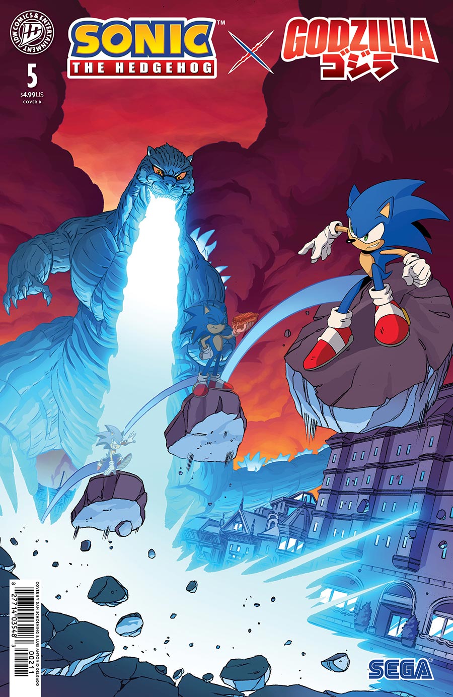 Sonic The Hedgehog X Godzilla #5 Cover B Variant Dan Schoening Cover