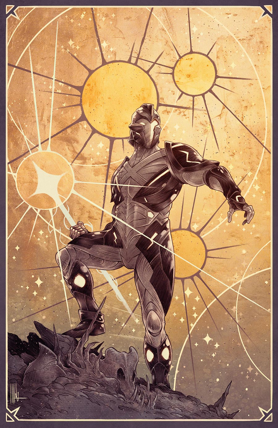 X-O Manowar Black White & Gold #3 Cover C Variant Luca Merli Virgin Cover