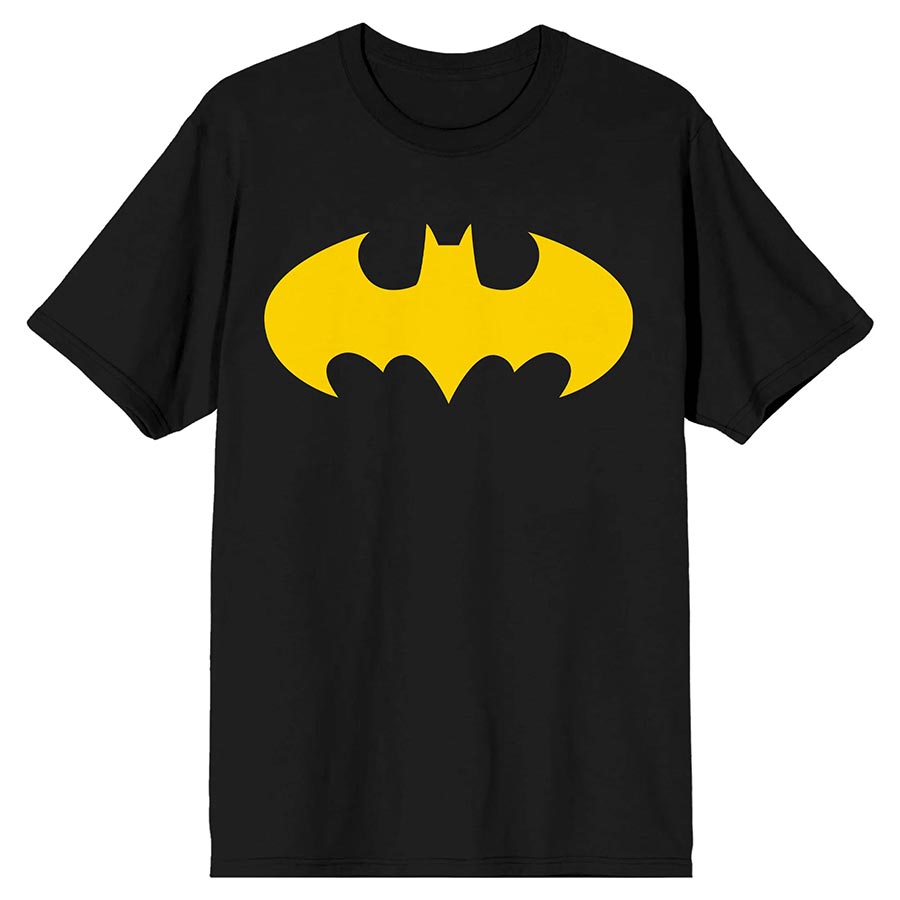 Batman Yellow Symbol Black Men T-Shirt Large
