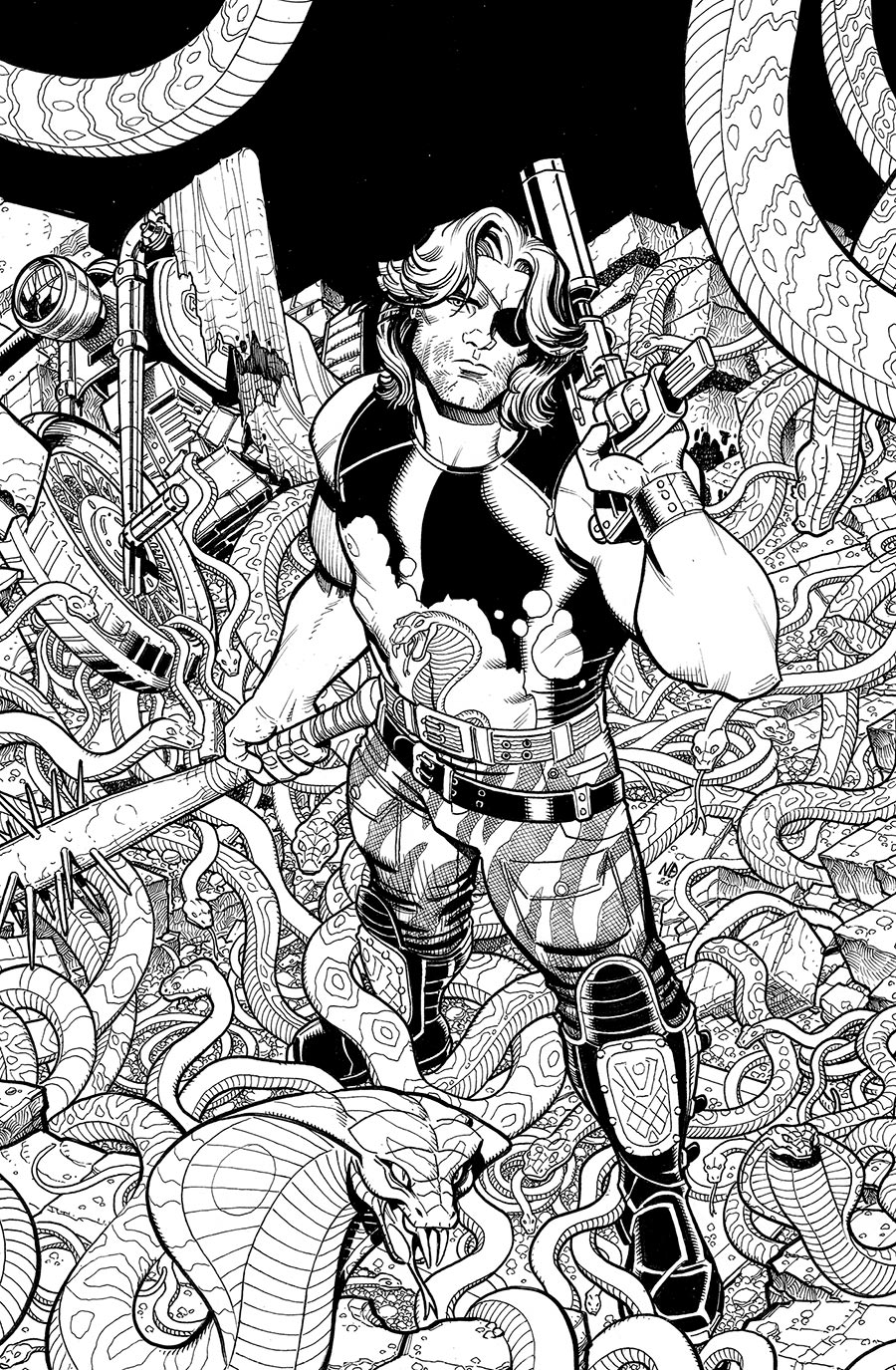 Escape From New York Escape From Chicago #1 Cover K 2nd Ptg B Nick Bradshaw & Jim Charalampidis Black & White Cover