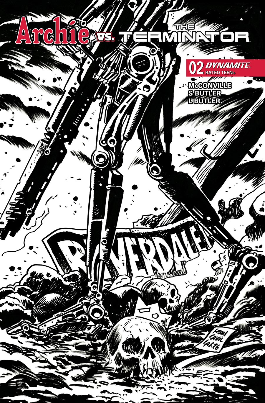 Archie vs The Terminator #2 Cover K Variant Francesco Francavilla Line Art Cover