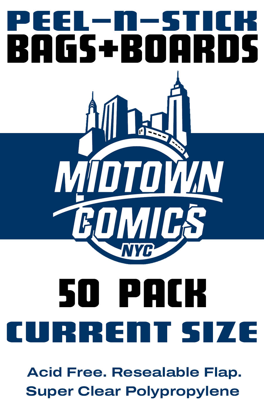 Current Size Comic Book Peel-N-Stick Bag-N-Board 50-Pack