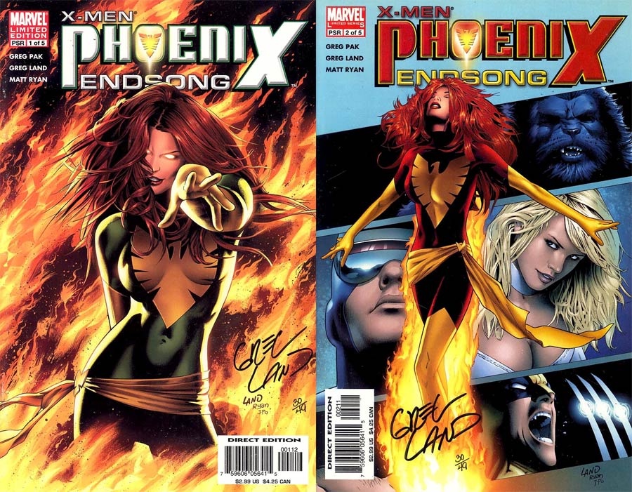 X-Men Phoenix Endsong #1 & #2 Set DF Signed By Greg Land