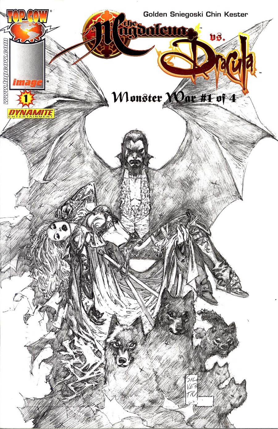 Monster War #1 Magdalena vs Dracula Incentive Silvestri Black & White Cover