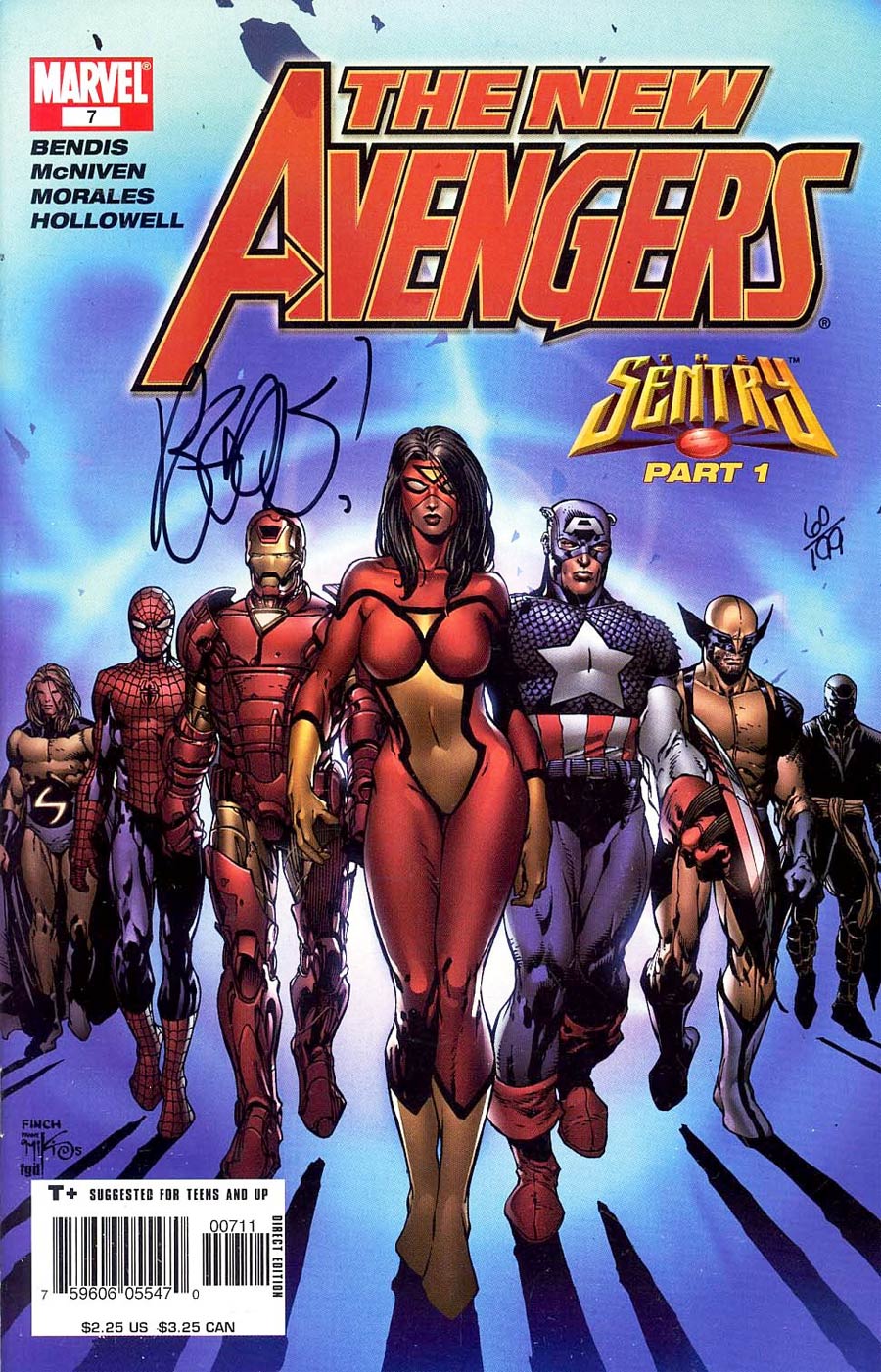 New Avengers #7 Cover C Signed DF By Brian Michael Bendis