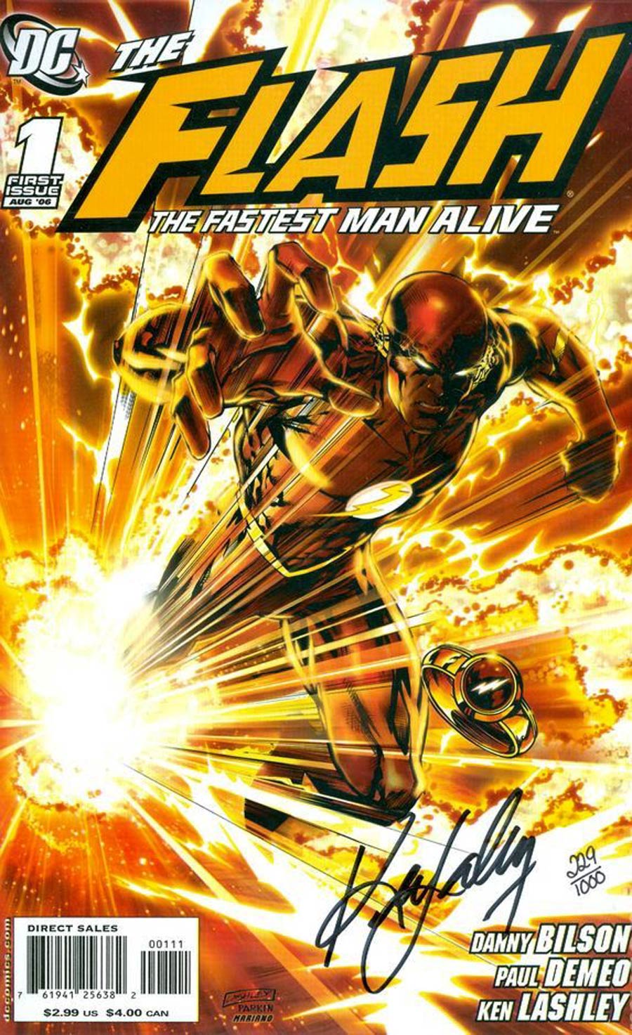 Flash The Fastest Man Alive #1 Cover C DF Signed By Ken Lashley