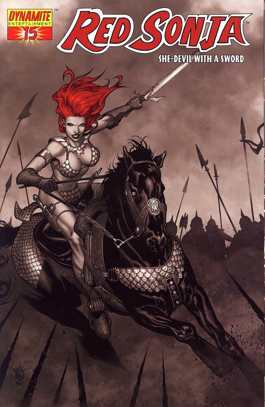 Red Sonja Vol 4 #15 Cover E Incentive Steve McNiven Black White & Red Cover