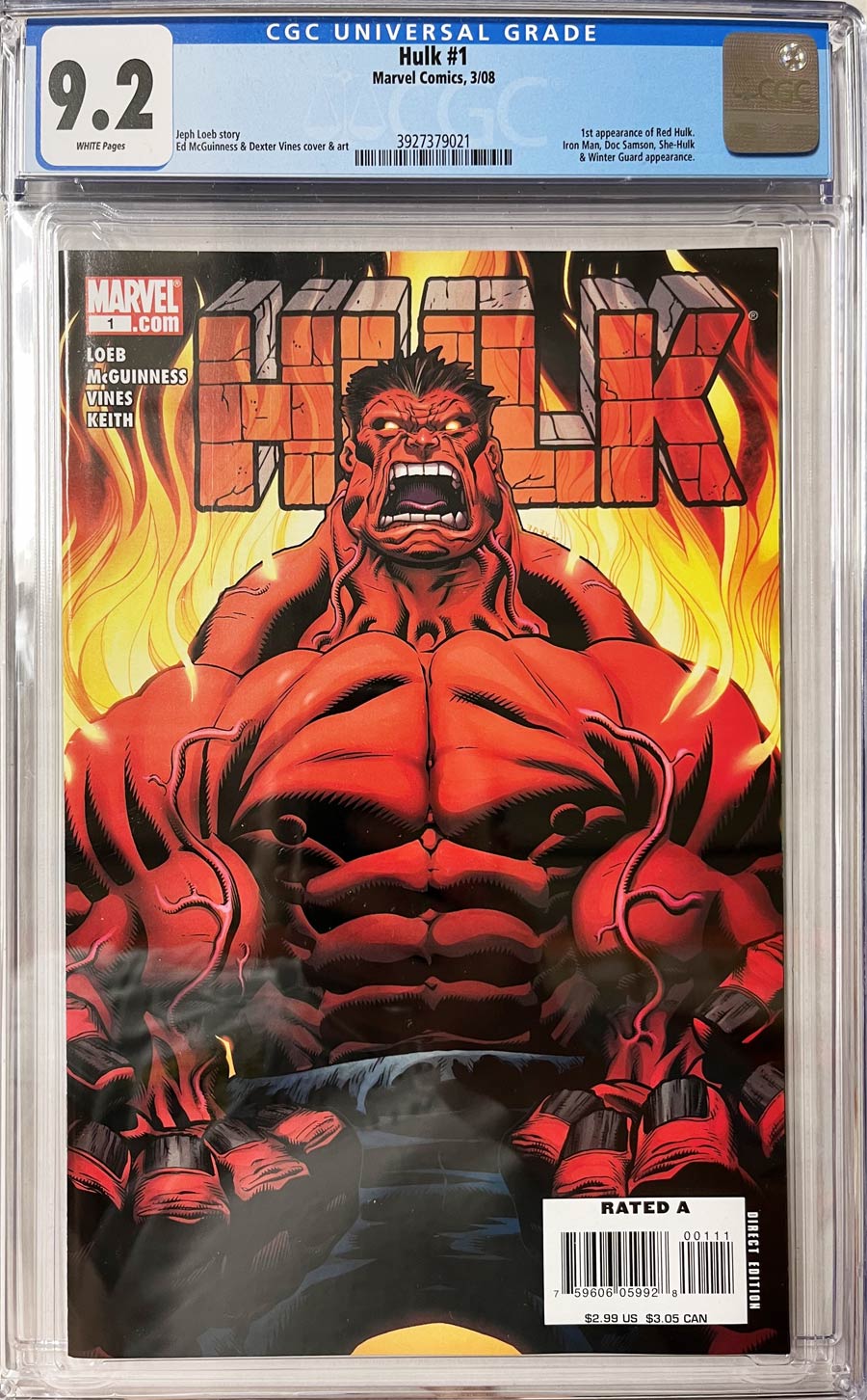 Hulk Vol 2 #1 Cover H CGC 9.2 1st Ptg Regular Ed McGuinness Cover